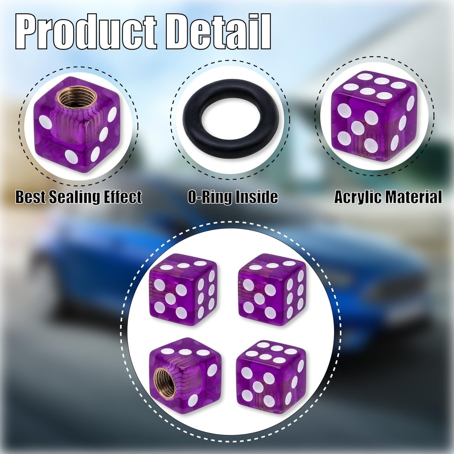 4PCS Tappi Valvola Pneumatici Forma Dado in Metallo, Coperture Valvole Polvere Universali con Nucleo di Rame per Auto, SUV, Furgoni, Moto, Bici, Viola, 8 Pezzi