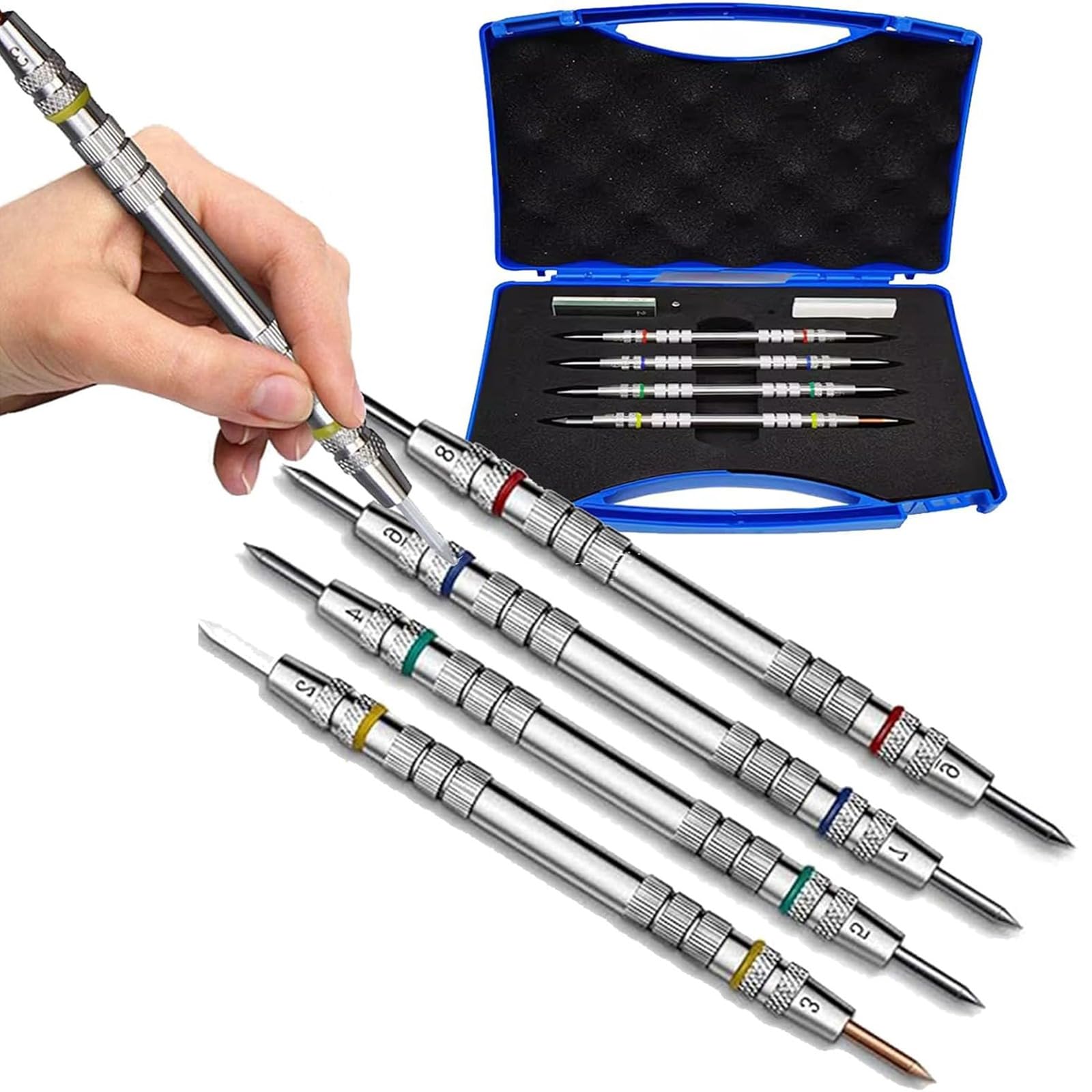 XNZJHPP Mohs Hardness Test Kit - 2-9 Hardness Tester with Stainless Steel Picks, 4 Hardness Pens & Storage Box, Dual Heads Design, Portable & Easy to Use for Minerals & Gemstones
