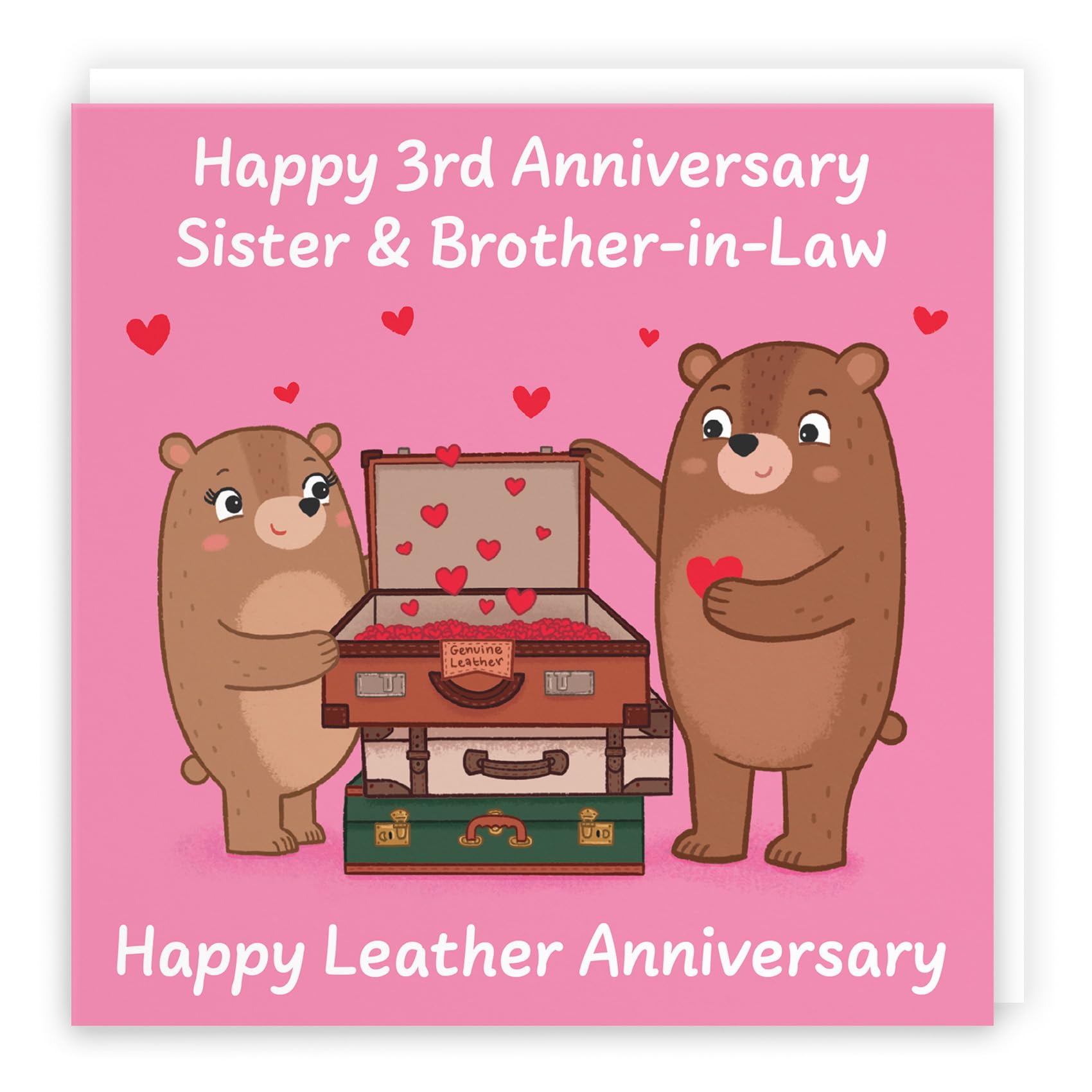 Hunts England, Sister And Brother In Law 3rd Anniversary Card, Leather Anniversary, Third Anniversary, 3 Years