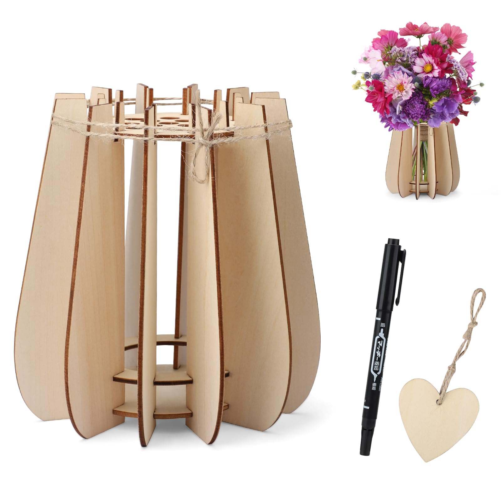 Jarrón para Lego Fleurs, DIY Jarrón de flores Puzzle de madera para Kit de Lego Bouquet, Stand para Girasoles, Rosas, Tulipanes, Narcisos
