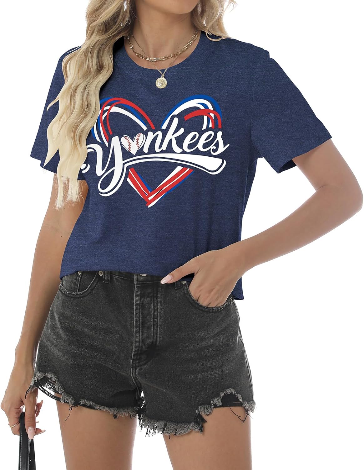 Baseball Shirt for Women Game Day Baseball Fan Shirt Mom Tee Casual Short Sleeve Tops - Image 5
