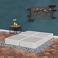 Vista 1 de Nutan, somier dividido resistente de 8 pulgadas para soporte de colchón - Funda natural de madera dura totalmente ensamblada para cama King Blanco