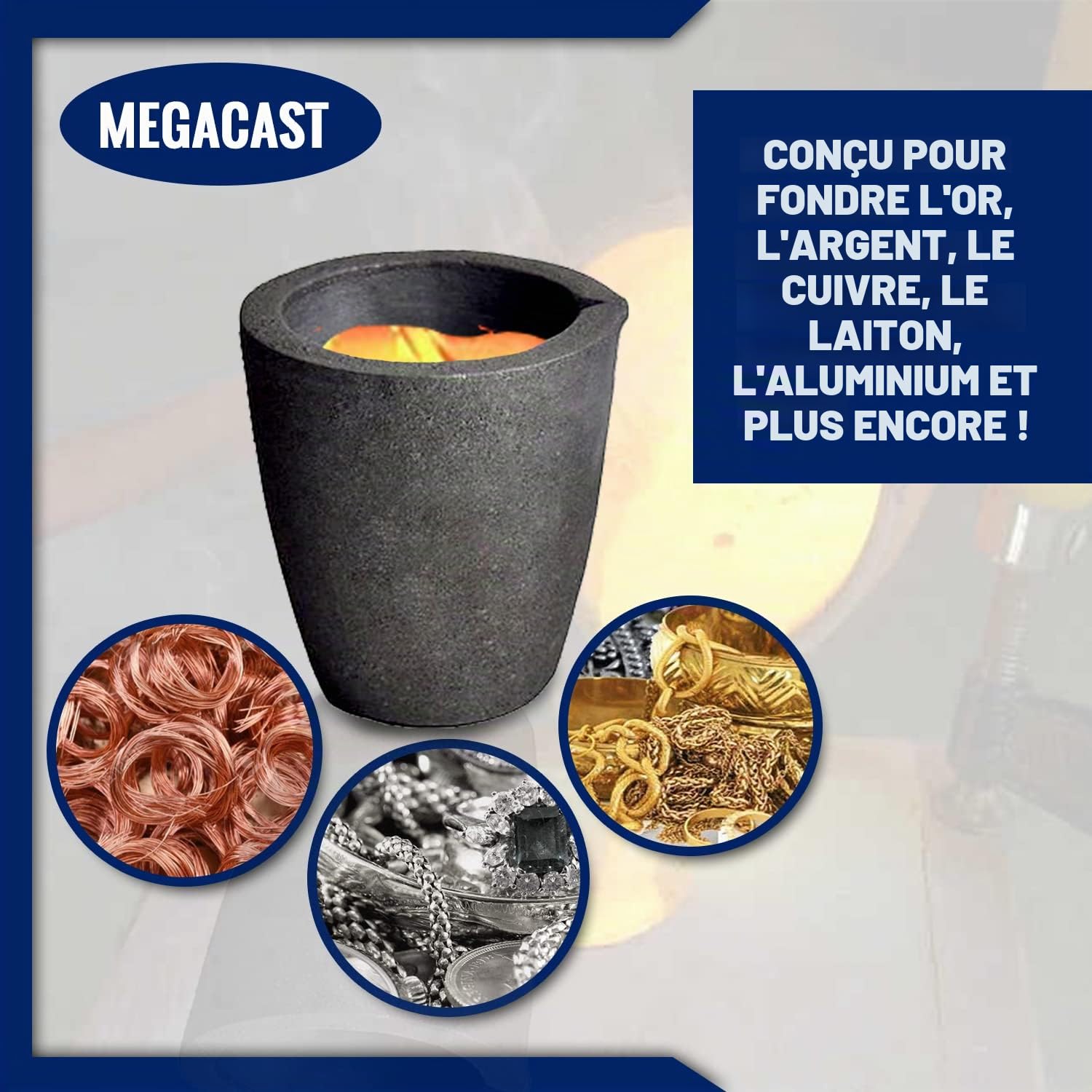 Creuset en graphite d'argile de 4 kg pour four, pour fonderie d'or, argent, cuivre, laiton, aluminium, etc.