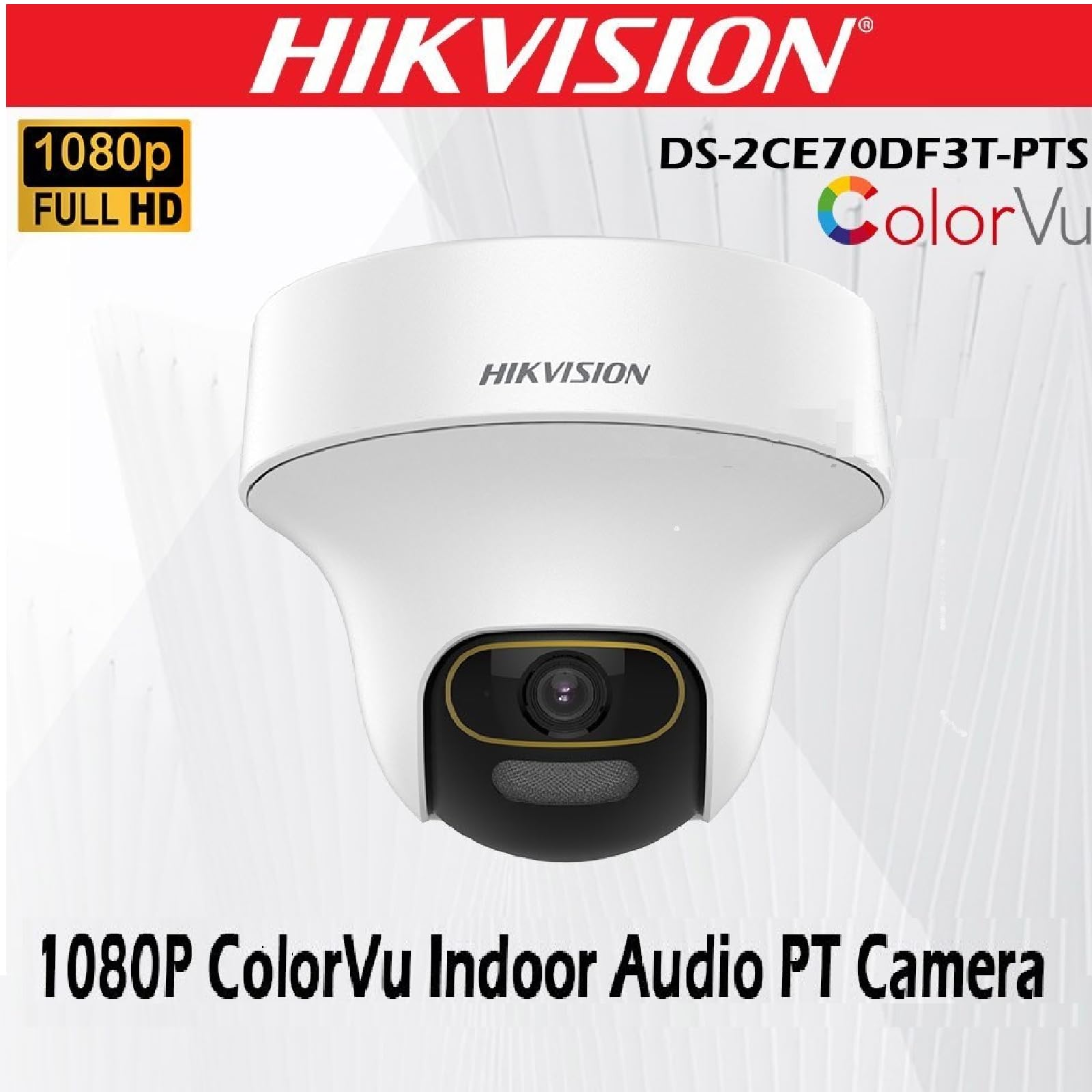HIKVISION 2MP ColorVu Audio PT 360° Built-in Mic IR White Light with Solid Light Alarm Motion Detection 2MP HD Indoor CCTV Camera [DS-2CE70DF3T-PTS] for 2MP & Above DVR + BNC/DC, White — Amazon image 6