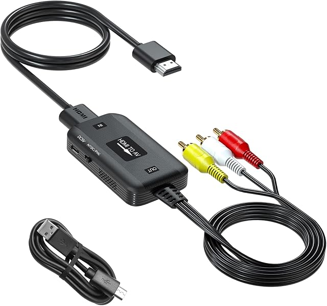 HDMI to RCA Converter Cable, MISOTT HDMI to Composite CVBS AV Converter, HDMI RCA Adapter, 1080P HDMI In RCA Out Converter for Sky/ DVD/ PC/ STB/ PS4