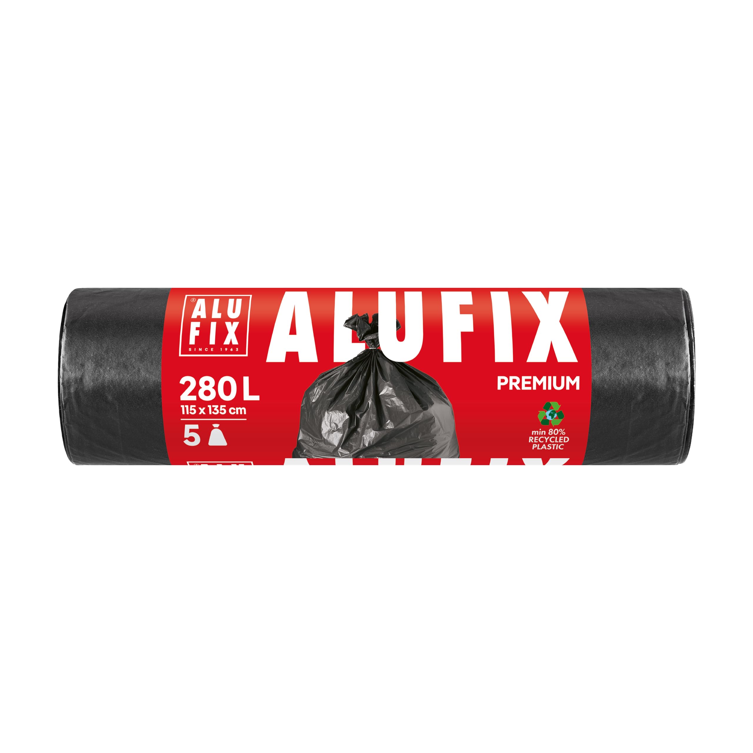 ALU FIX worki na śmieci PRO ekstra mocne LDPE / 280 l - 10 worków na śmieci - 1 rolka / 60 μm/czarne/worki na odpady / 115 × 135 cm/worek na śmieci do ogrodu, na place budowy lub do dużych prac