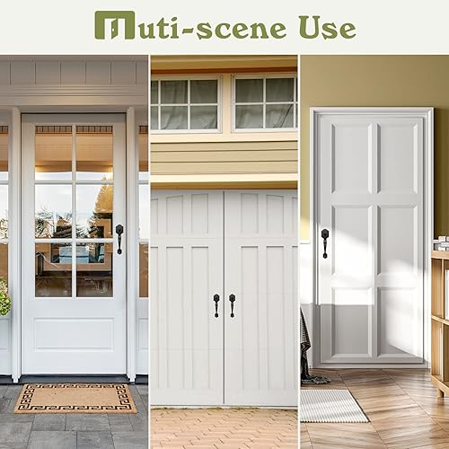 Miniatura 5 de Paquete de 2 manijas exteriores negras de un solo cilindro, manija de puerta delantera sin llave con palanca interior, manijas de bloqueo frontal de