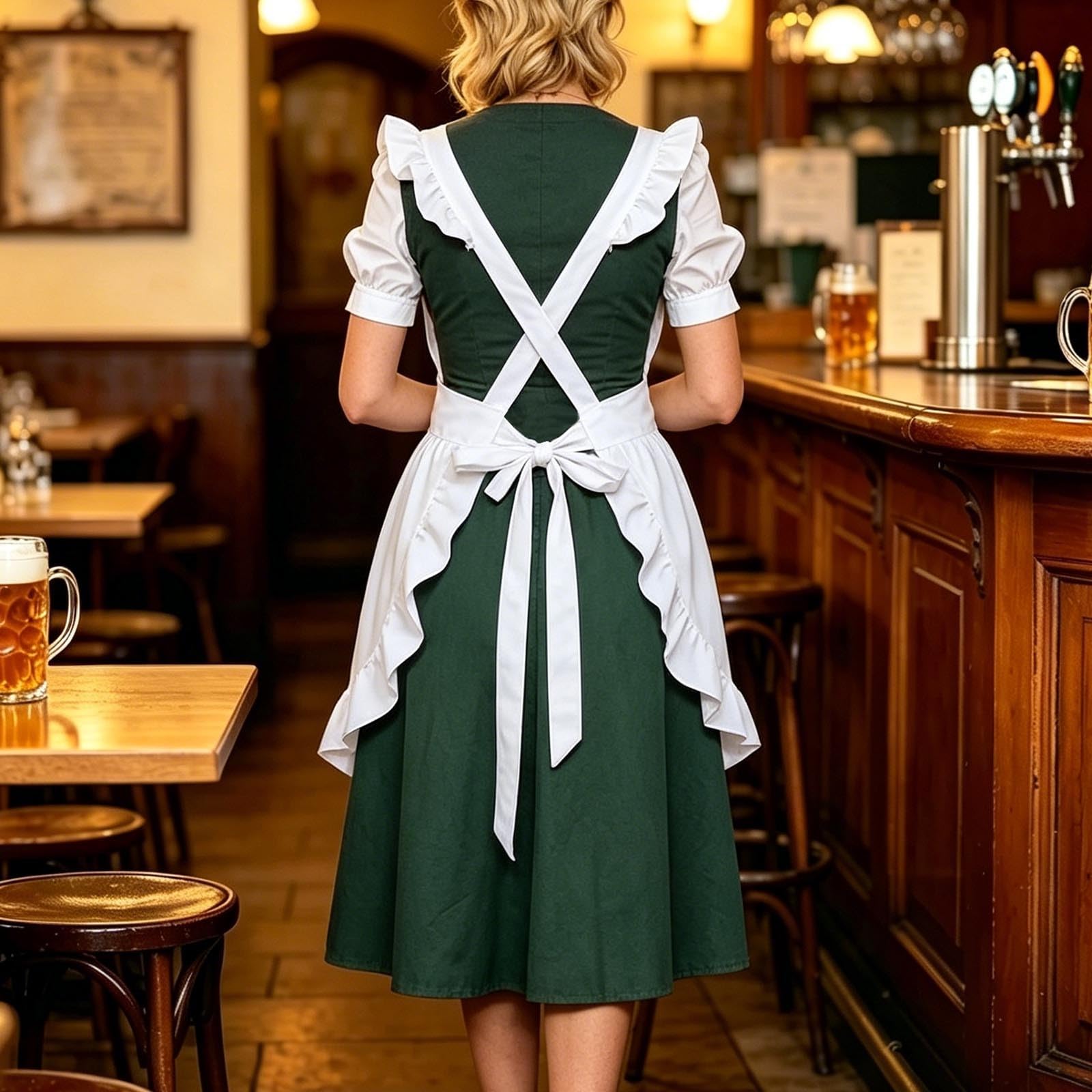 Generisch 2026, abito tradizionale per festa della birra, cosplay, con pizzo, design monospalla, da donna