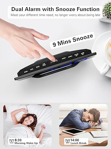 Miniatura 2 de Roxicosly Reloj despertador súper fuerte con agitador de cama, reloj despertador vibratorio para personas que duermen con problemas auditivos y