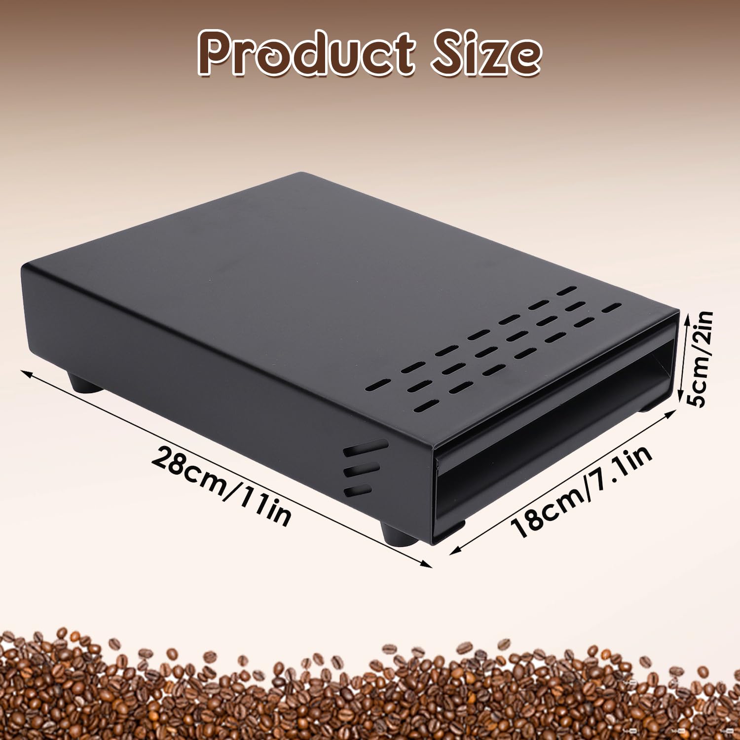 Kaffee Klopf Box Behälter, Edelstahl, Schwarz, 28 x 18 x 5 cm