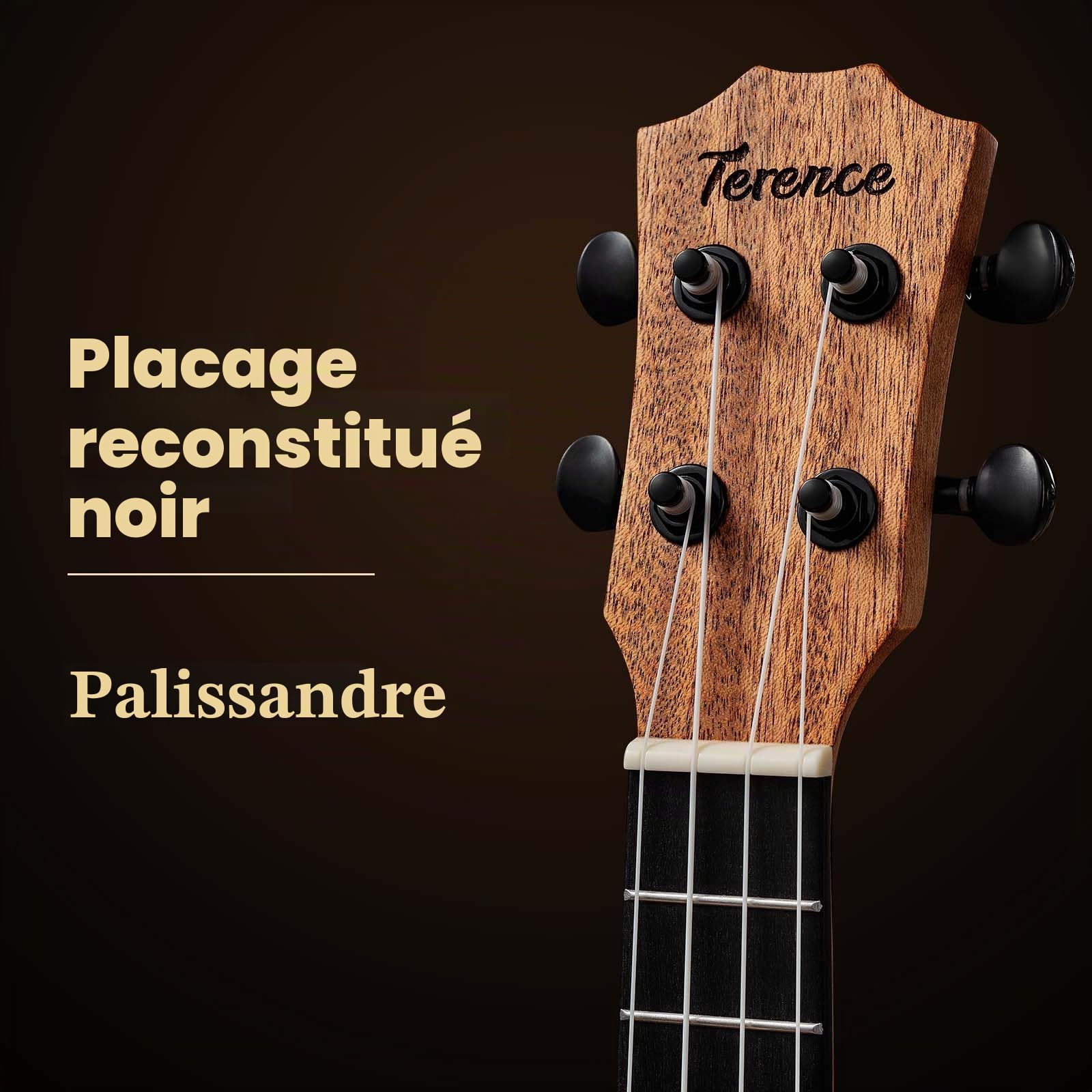 TERENCE Ukulélé soprano en acajou de 23 pouces pour débutants professionnels adultes ukulélé kit avec accordeur, capodastre, sac de rangement, sangle, médiators, corde en nylon et chiffon