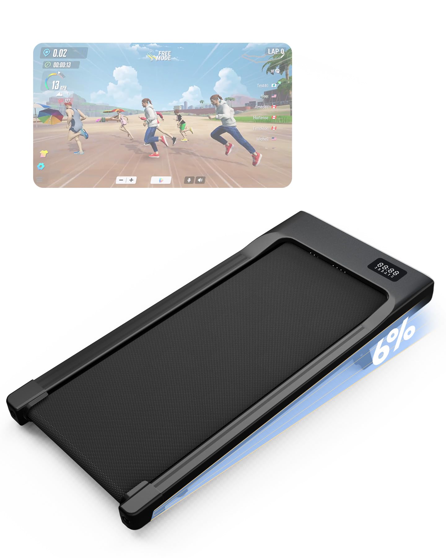 Lacuffy Walking Pad with 6% Incline, Under Desk Treadmill Max 136kg, Walking Treadmill Smart App Control 2.5HP with AI Training and Multi-Runner Races