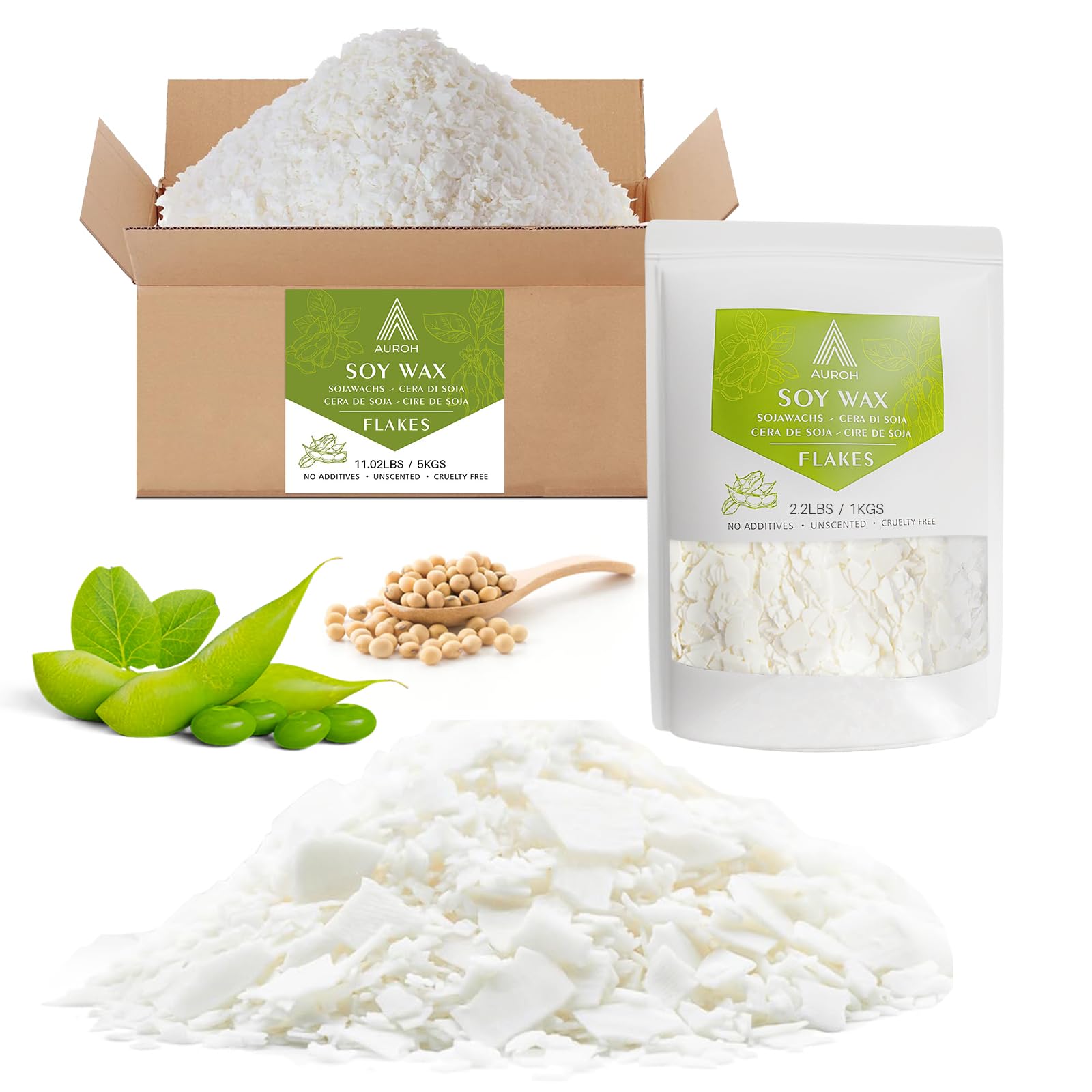Auroh 20KG Soy Wax for Candle Making, 100% Pure Natural SOYA Container Wax Flakes – Biodegradable, eco-Friendly Candle Wax for Wax Melts