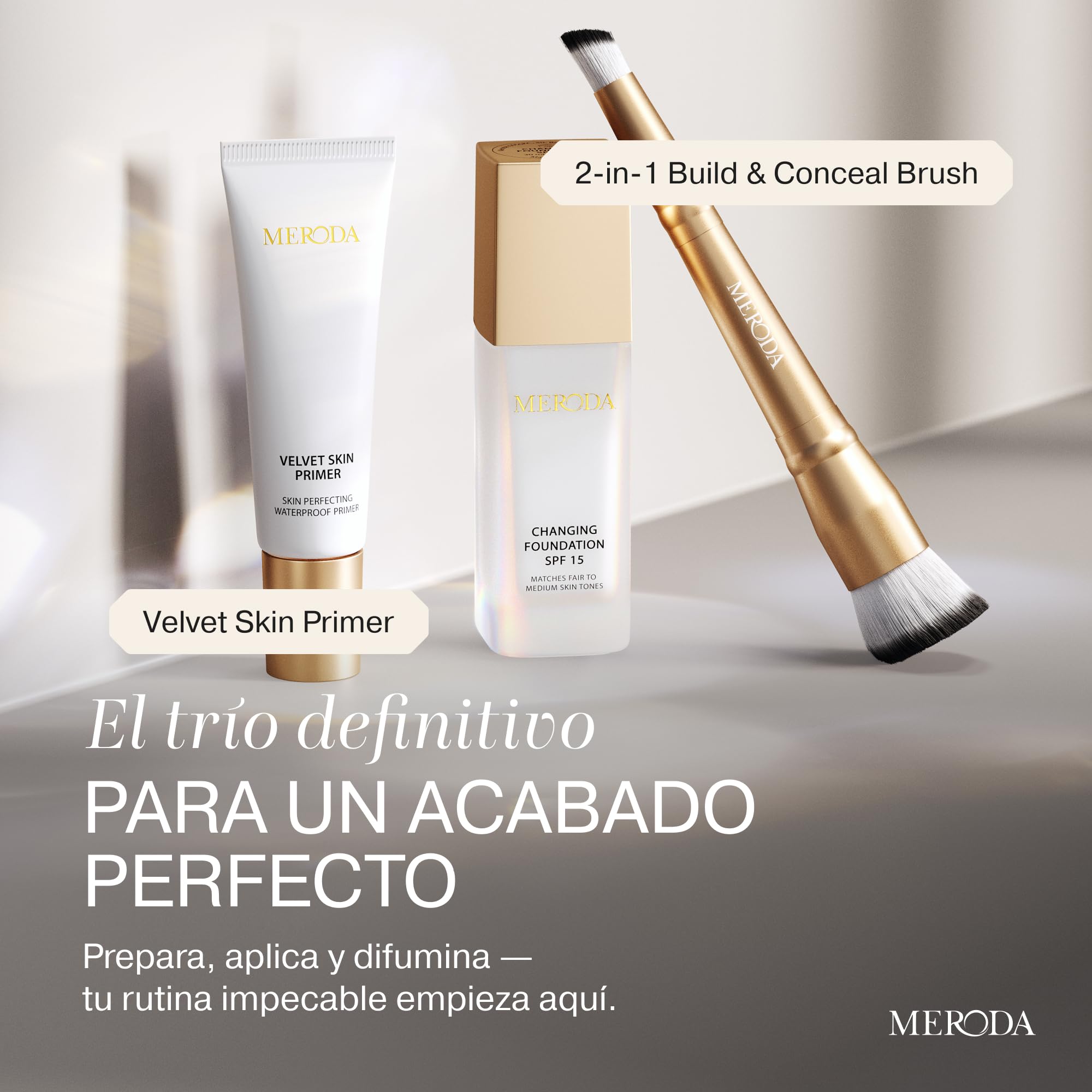 MERODA® Base de maquillaje que cambia de color [Piel clara a media] - Maquillaje líquido para piel madura - Color de larga duración para el rostro