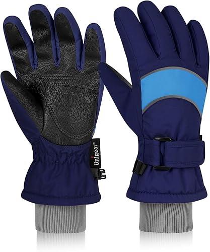 Unigear Guantes de esquí para niños, impermeables, para invierno, clima frío, snowboard y snowboard, se adaptan tanto a niños como a niñas