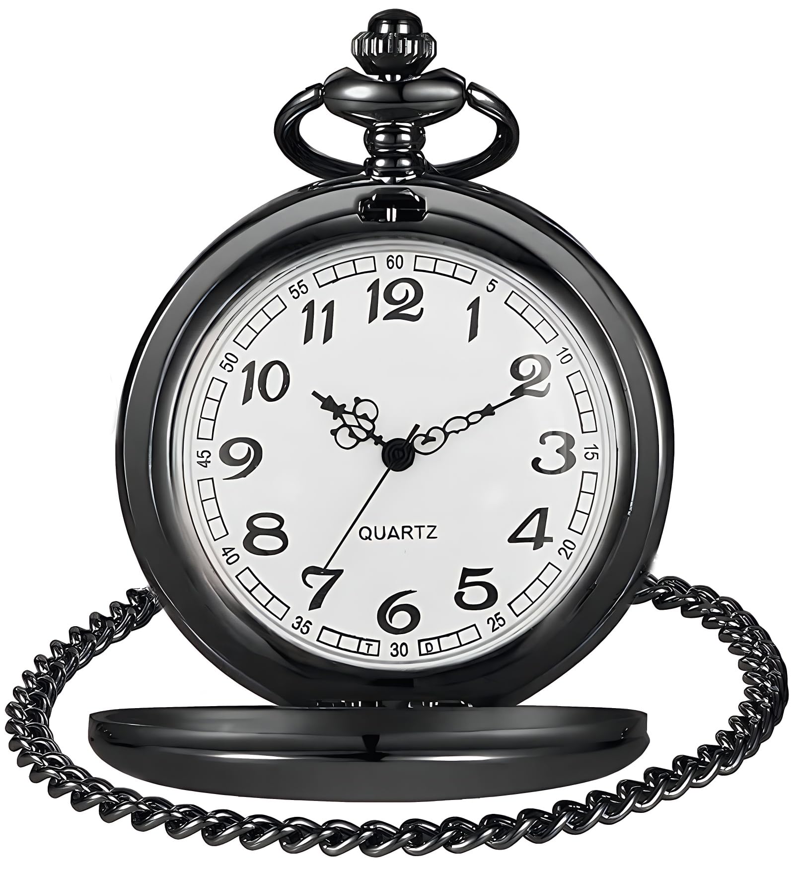 LYMFHCH Smooth Vintage Pocket Watch with Chain, Arabic Numerals Scale Mens Watch Christmas Graduation Birthday Gifts Fathers Day