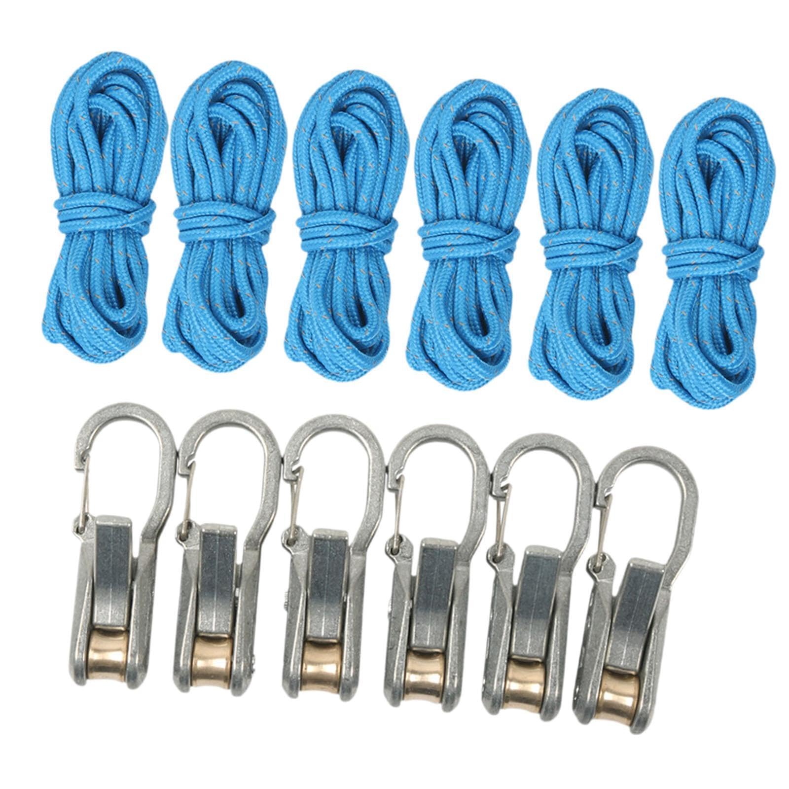 Kit di Accessori Tendicorda in 2 Pezzi, Rotolo di Paracord, Pratico, Sicuro, in Nylon, Acciaio Resistente, Adatto per Campeggio, Fissaggio Tende, Atti