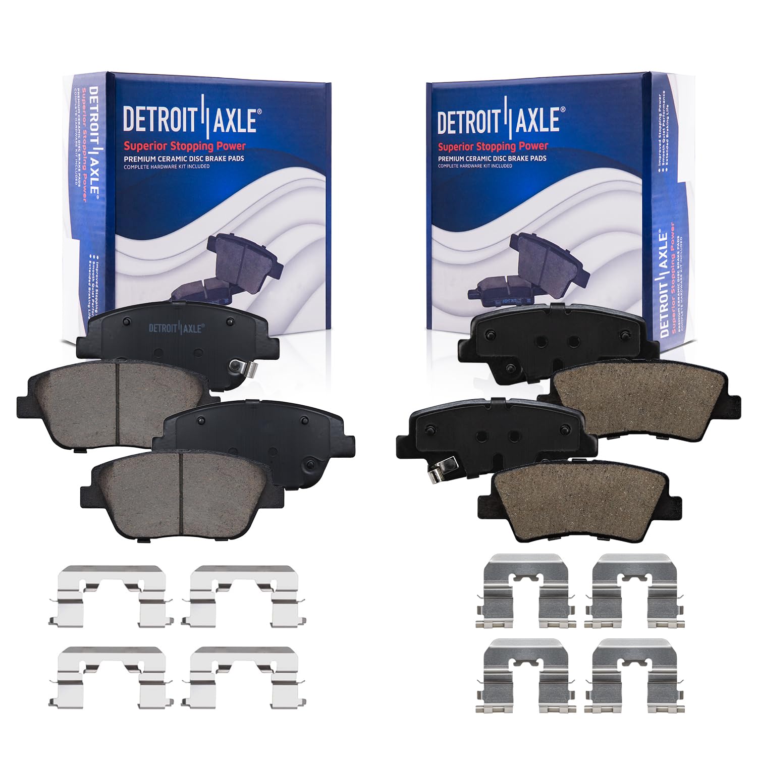 Detroit Axle Front and Rear Ceramic Brake Pads