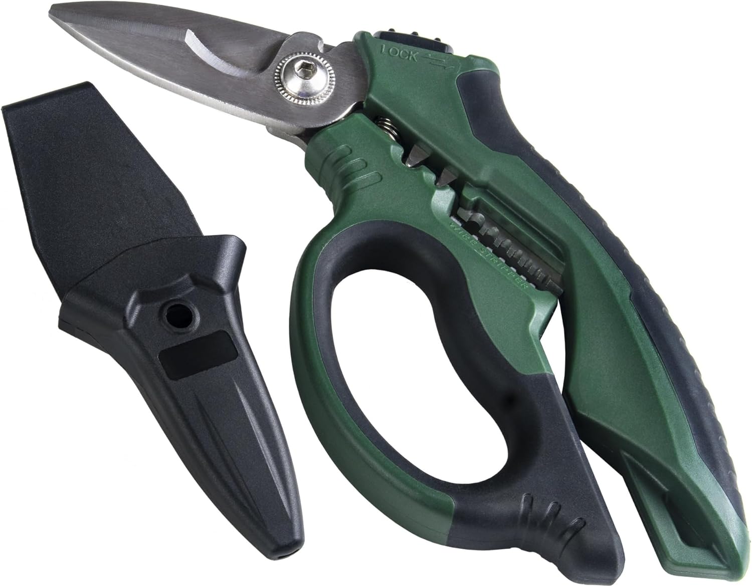 KESI 8" Stainless Electrician Scissors, Scissors All Purpose Heavy Duty, Professional Angled Electricians' Shears with Wire Stripper For Soft Cable, Ergonomic Angle Design, Notch Blade