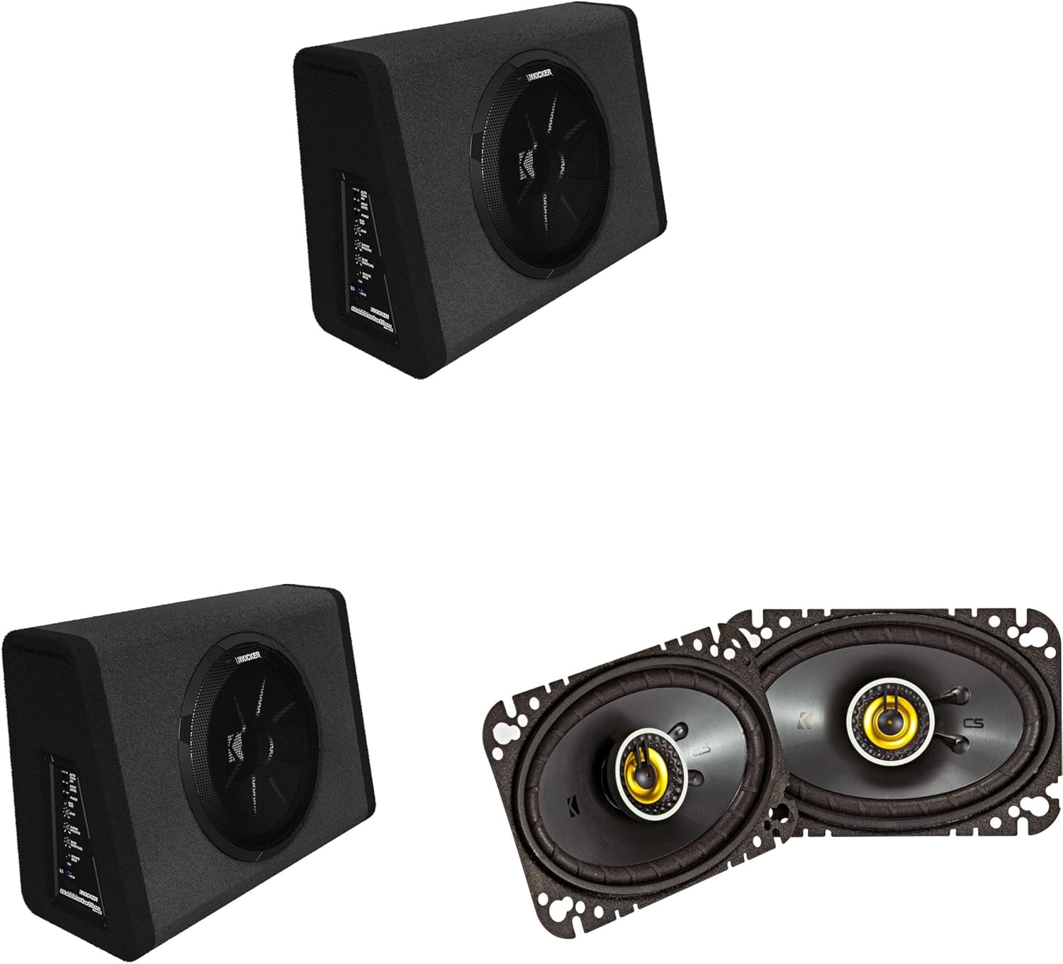 KICKER (2 11PT250 Powered Sub Enclosure & 46CSC464 4x6 Bundle