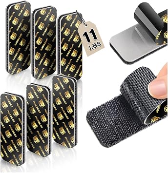 PHIXBEAR Heavy Duty Adhesive Hook and Loop Strips, Holds Up to 11 lbs, Heat Resistant & Waterproof, Sticky Back Fastener Pads for Rugs, Car Mats, Power Strips, Tool Organization, 6 Pairs, 1.2" x 3.2"