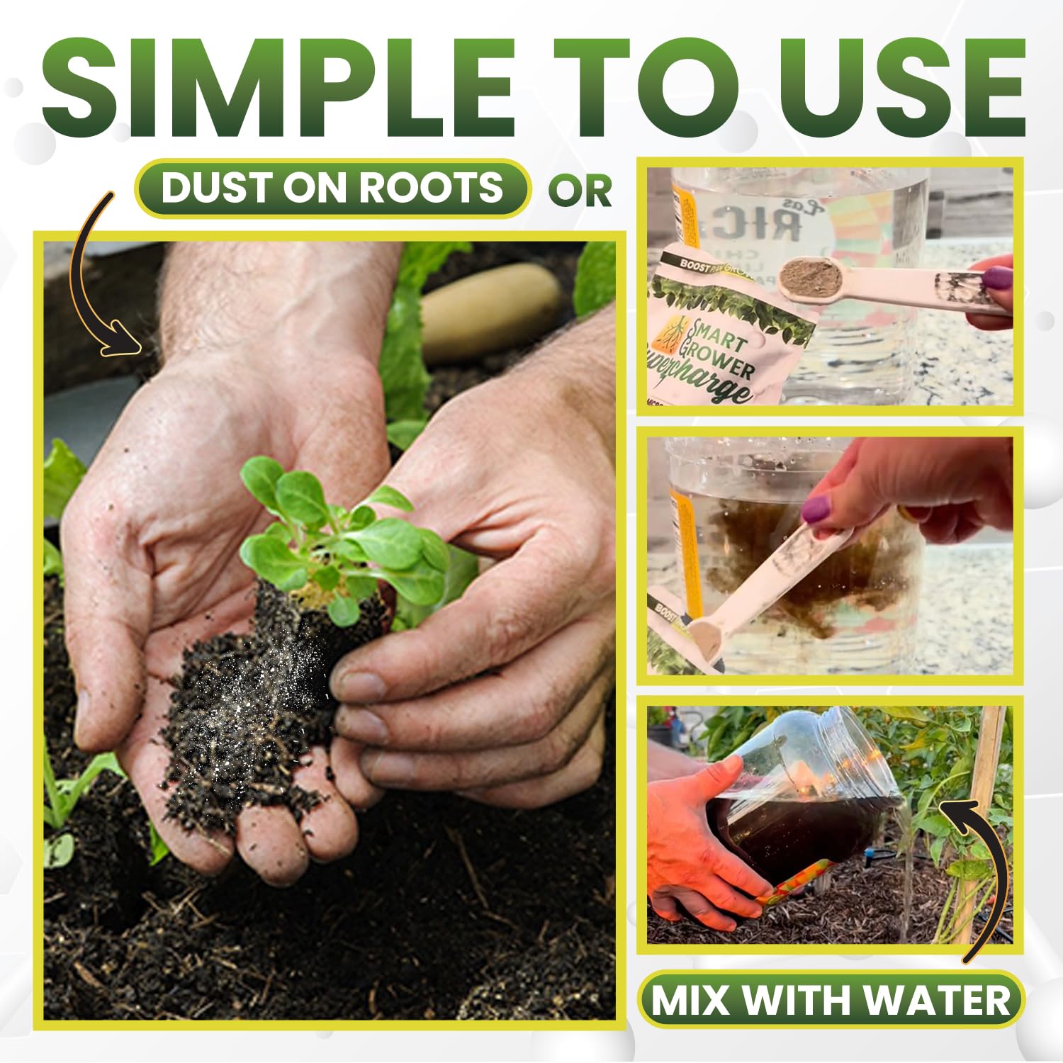 Mycorrhizal Fungi with Beneficial Bacteria, Trichoderma, Sea Kelp, Molasses, Yucca, Smart Grower Supercharge Plant Root Enhancer 8oz Super Concentrate Powder Makes 100 Gallons - Image 7