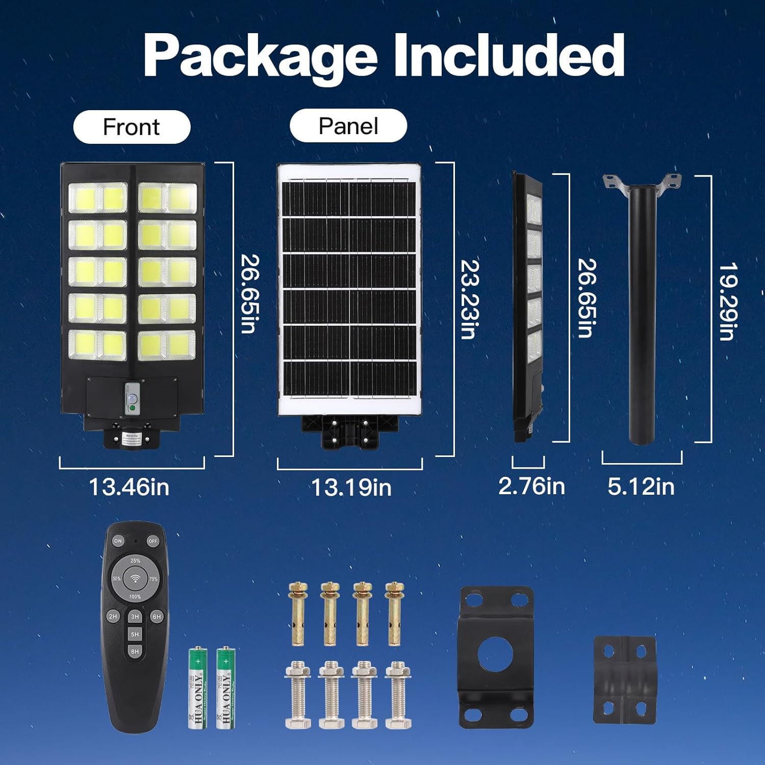 4000W Solar Street Lights Outdoor, 6500K Commercial Parking Lot Lights Dusk to Dawn, IP67 Waterproof Solar Security Light with Motion Sensor and Remote for Yard, Garage, Driveway, Garden