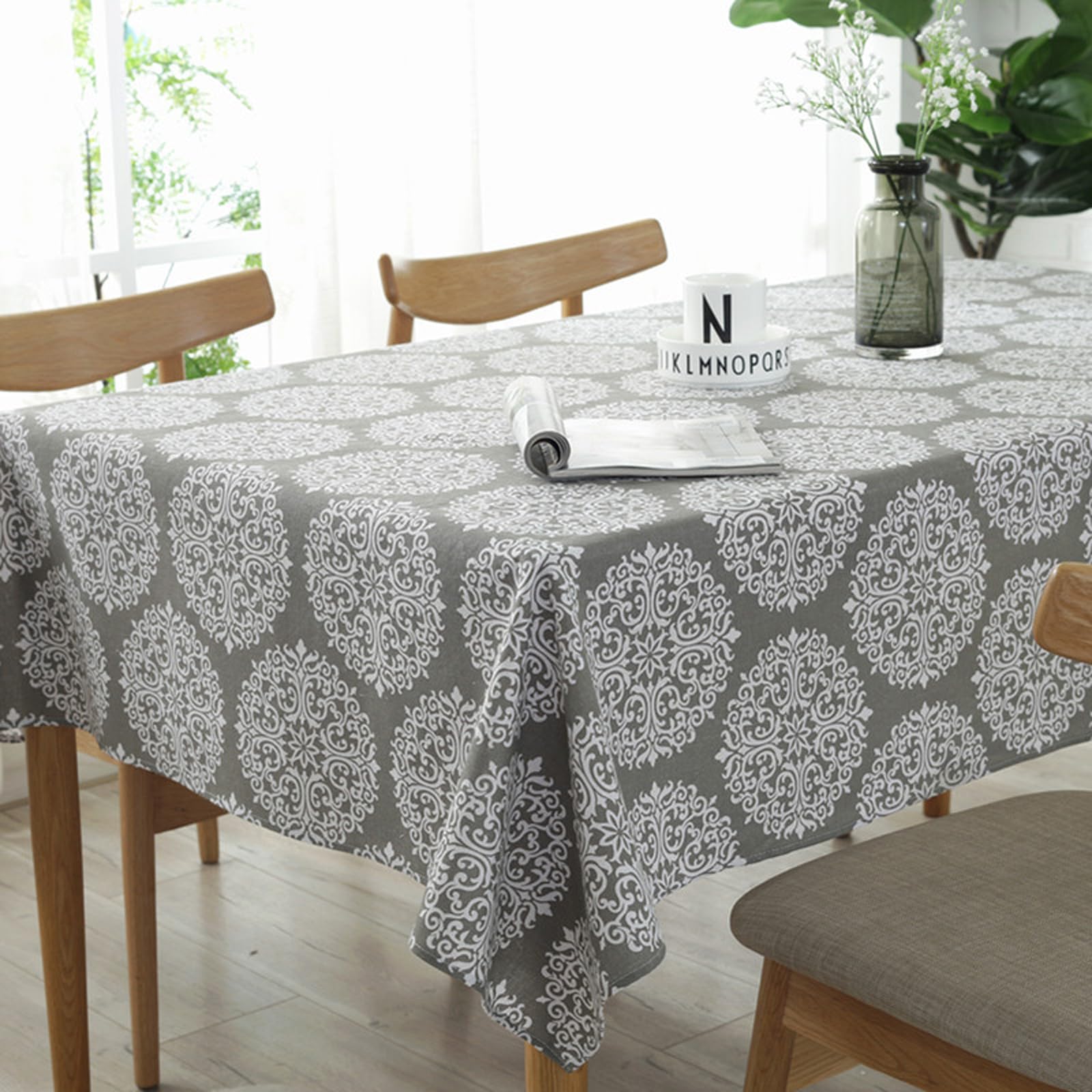 Aeici Cotton Linen Tablecloths 180 x 140 Camping Table Cloth Washable Rectangular Tablecloth for Indoor Outoor