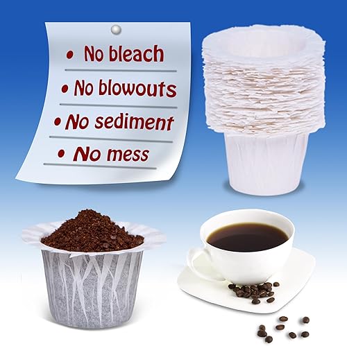Miniatura 6 de Filtros de café de papel desechables de 200 unidades, filtro de café compatible con cafeteras Keurig de una sola porción 1.0 y 2.0, se adapta a