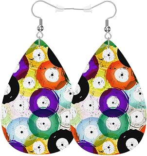 Vosach Earrings For Women Music, Retro Watercolor Colorful Music Record Graffiti Fashion Leather Teardrop Earrings Lightweight Earrings For Women Friends Bridal