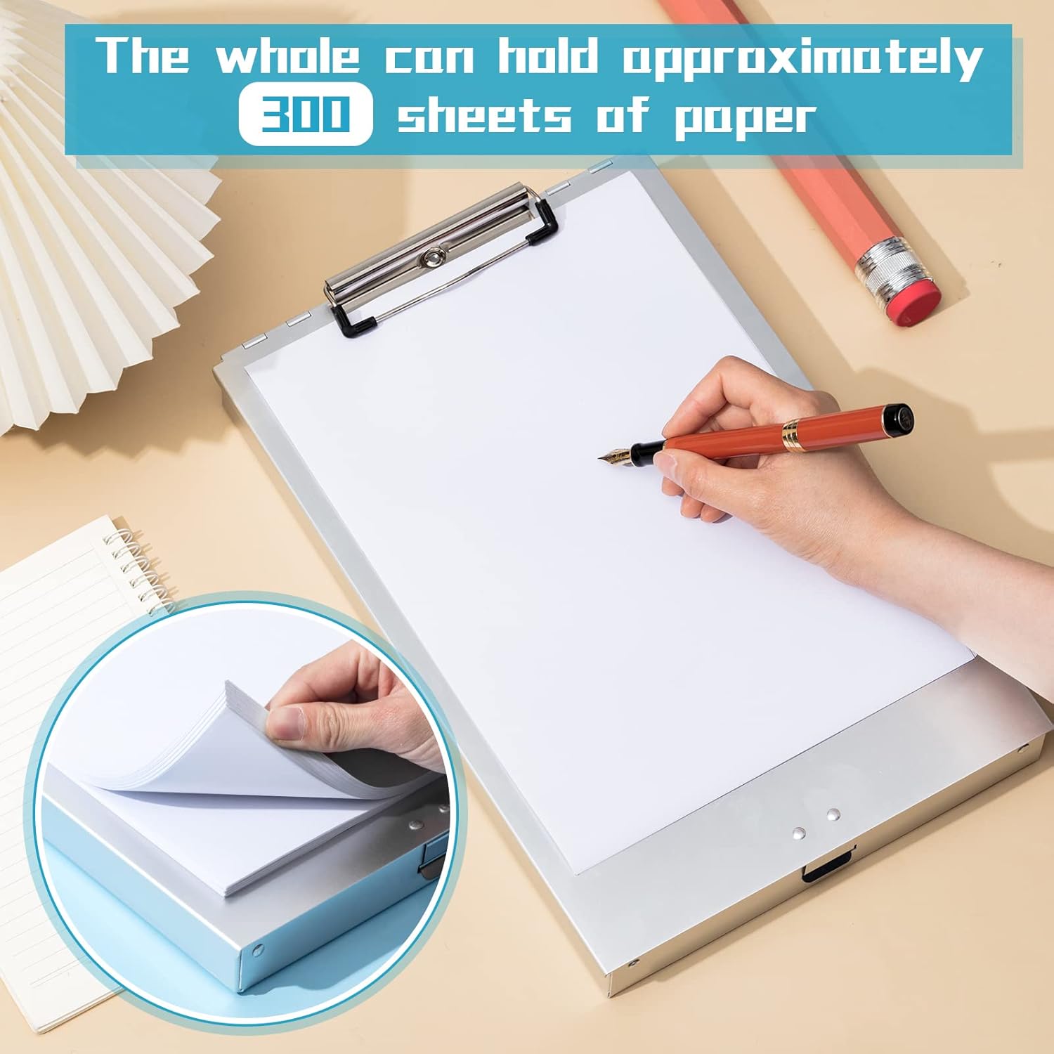 PerKoop 8 Pcs Aluminum Clipboard with Storage Folder Form Holder Metal Clip Board 14x9.3x2.2 Letter Size Binder for Nurses Construction Workers Business Office Stationery Items