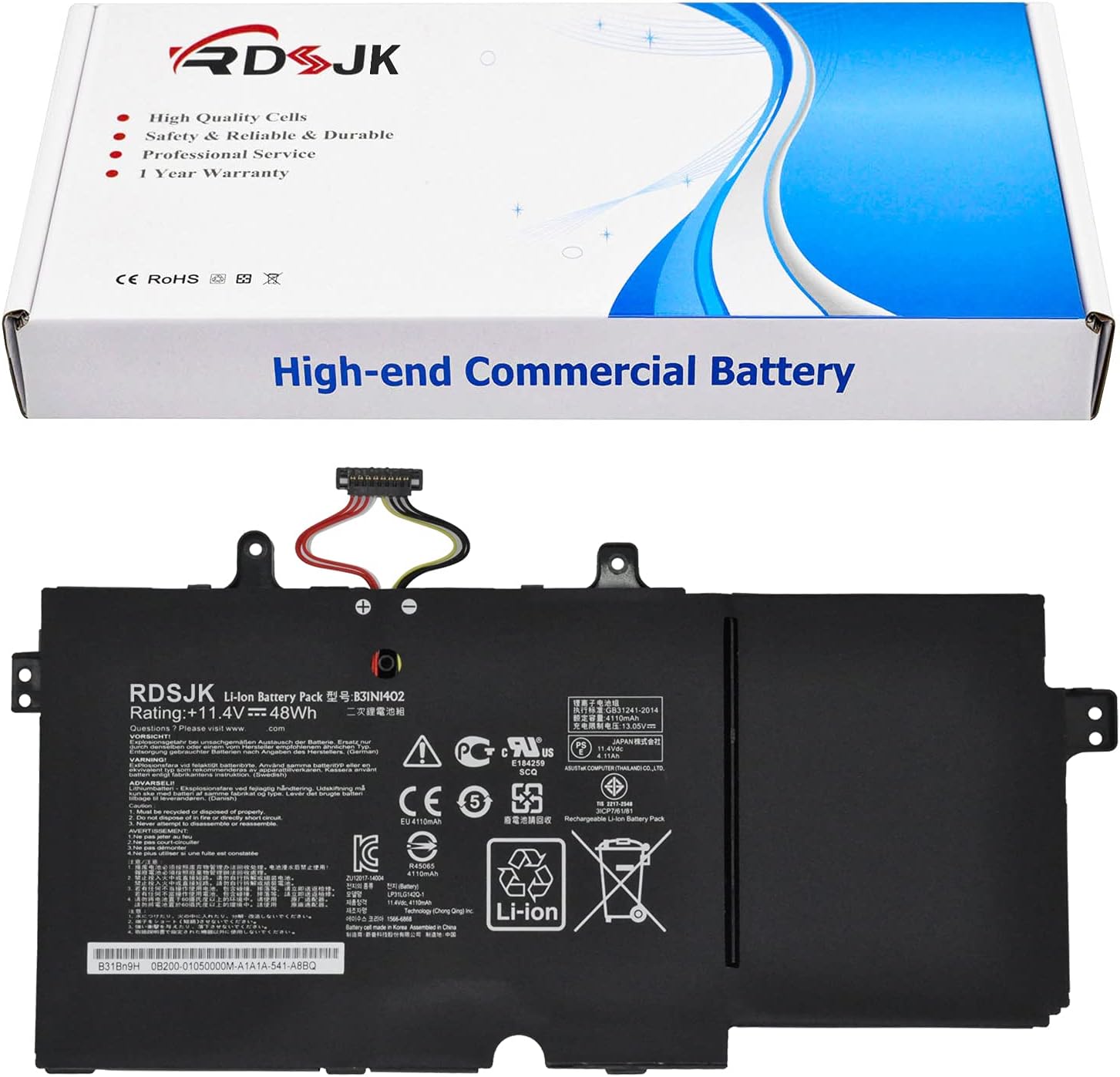 B31N1402 Laptop Battery for ASUS Q551 Q551L Q551LN Q552 Q552U Q552UB N591LB N592UB Q551LN-BBI706 Q551LN-BBI7T09 Q551LN-BSI708 Q552UB-BHI7T12 Series B31BN9H 0B200-01050000 0B200-01050000M 11.4V 48Wh