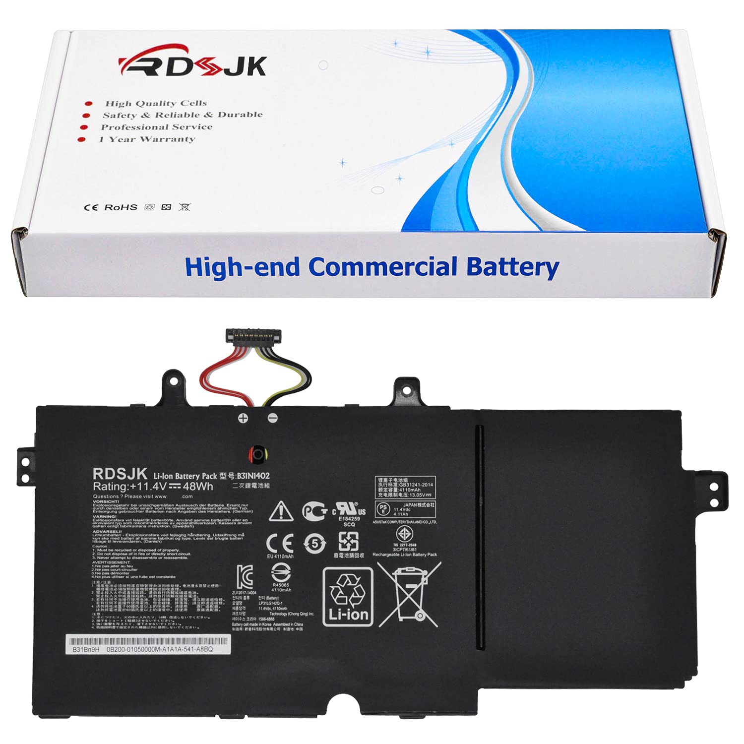 B31N1402 Laptop Battery for ASUS Q551 Q551L Q551LN Q552 Q552U Q552UB N591LB N592UB Q551LN-BBI706 Q551LN-BBI7T09 Q551LN-BSI708 Q552UB-BHI7T12 Series B31BN9H 0B200-01050000 0B200-01050000M 11.4V 48Wh