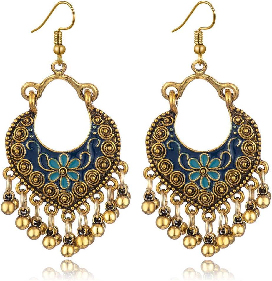 CHUNYANAN Bohemian Ethnic Retro Style Gold Tassel Dangle Drop Earrings For Women personalized Mexico Gypsy Dangle Earrings Jewelry