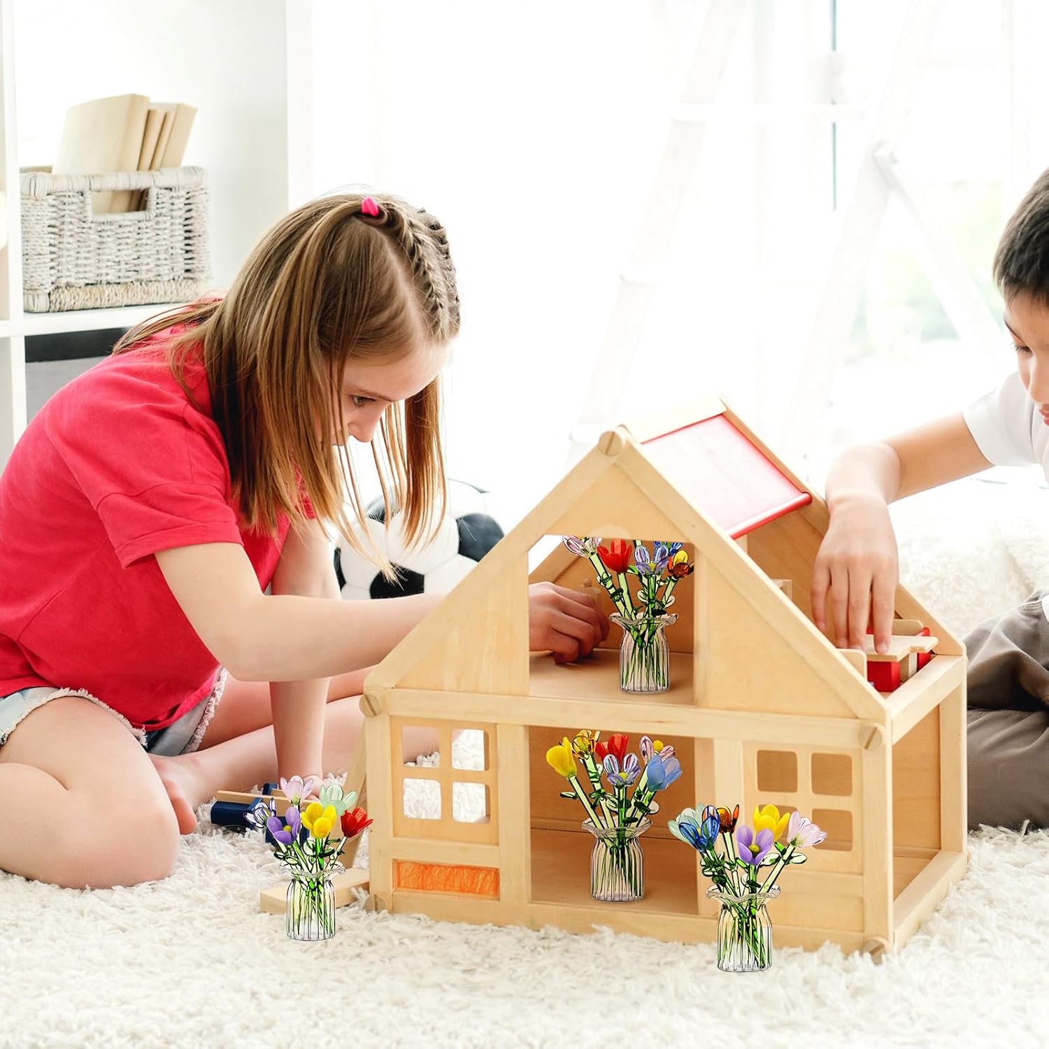 42 Pcs Valentines Mini Glass Flower Decoration Hand Blown Glass Flowers Figurines Collectible Ornaments with Vase for Mothers Day Birthday Valentines Table Centerpiece Garden DIY Craft(Tulip) - Image 5