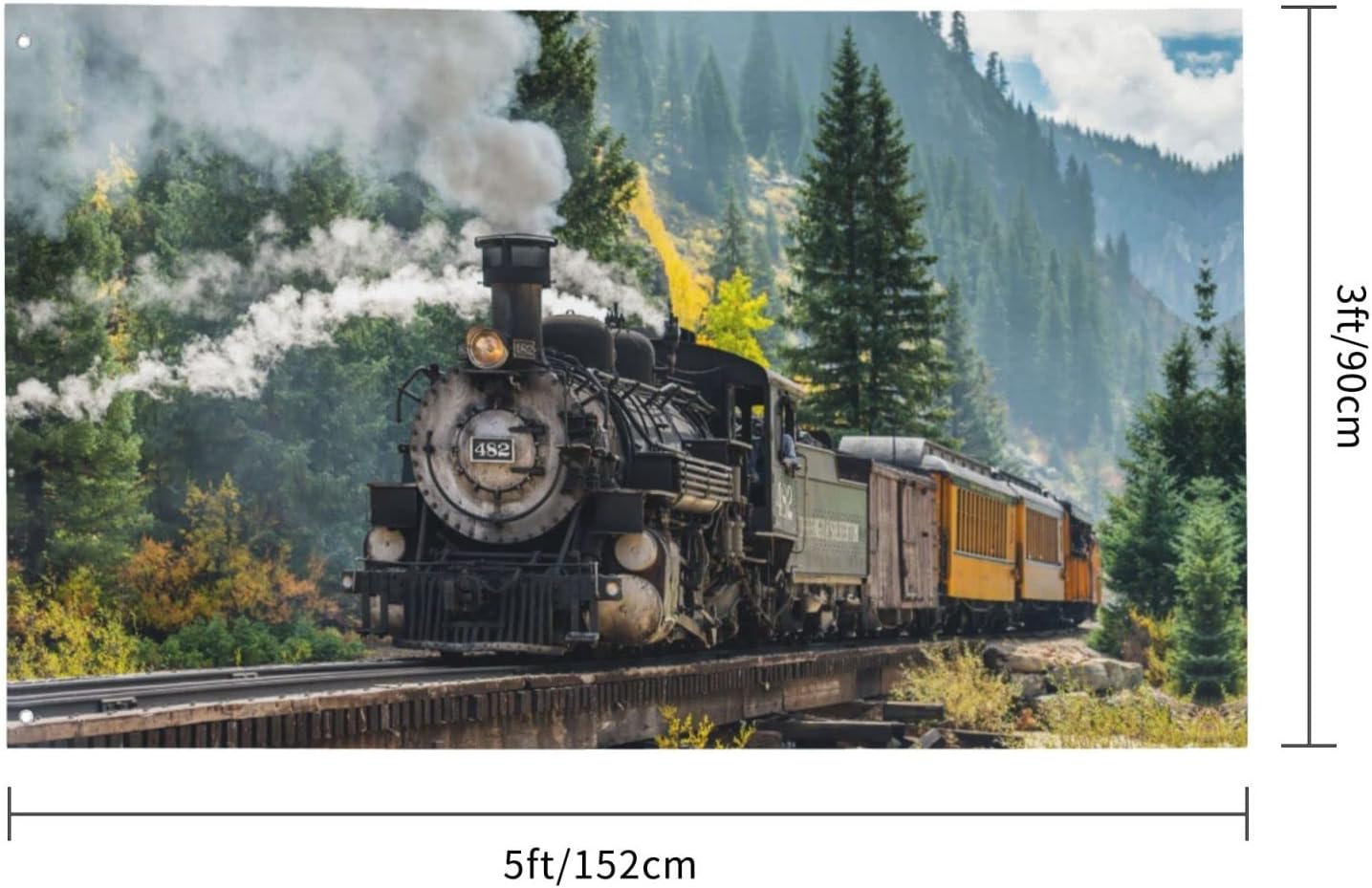 LAZIRO Steam Train Print Outdoor Yard Decoration Flags,Festivals, Celebrations, Parties, Parades Colorful Multi-Scene Printed Flags(3x5 Ft) Can Customize Your Photos For You
