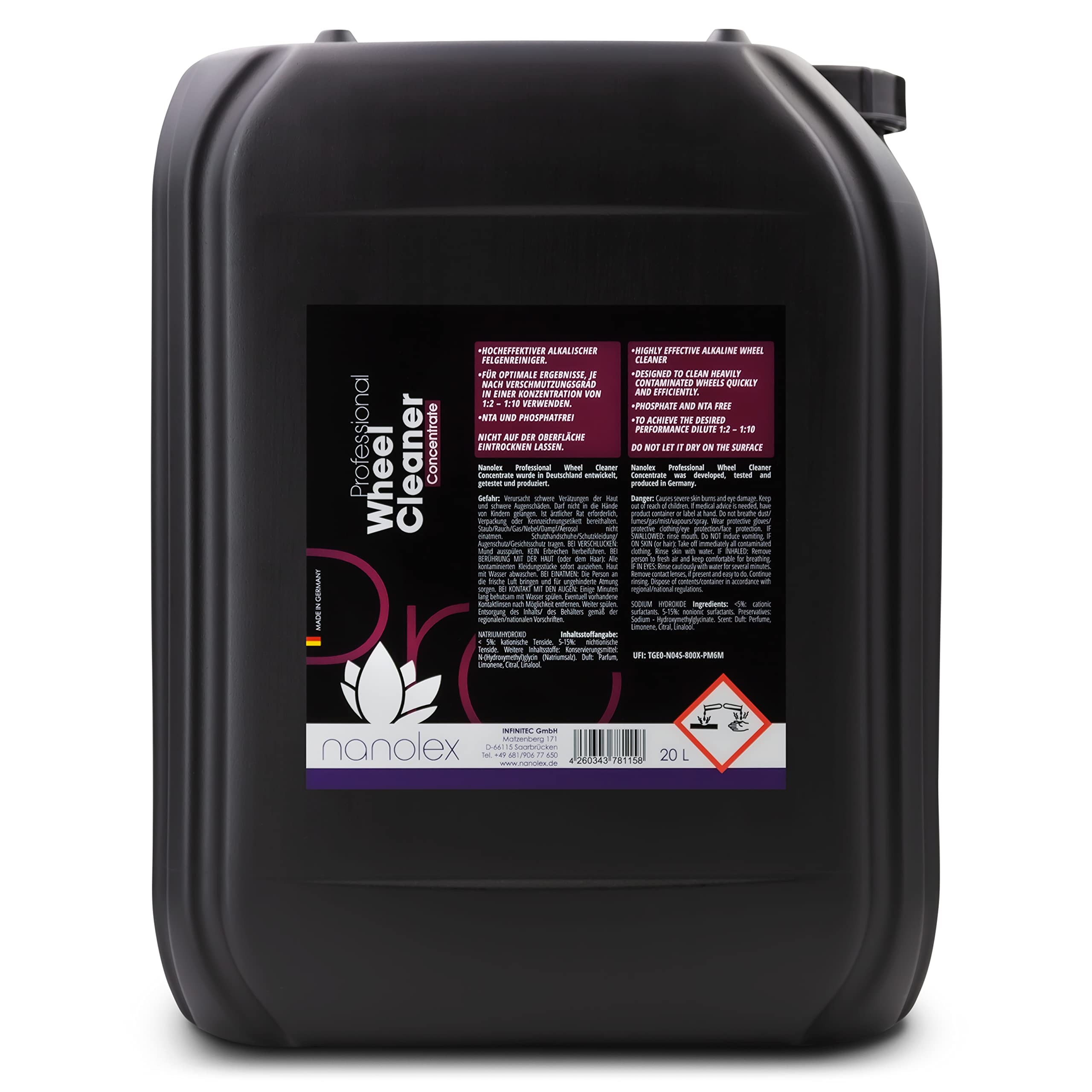 Nanolex Professional Wheel Cleaner Concentrate – Felgenreiniger – 20L