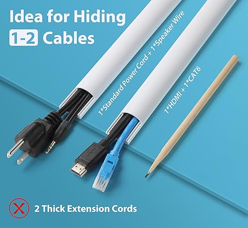 Miniatura 2 de ZhiYo Ocultador de cable de 39 pulgadas (3 pulgadas de largo), para 1-2 cables, cubiertas de cable autoadhesivas para cables en la pared, cubierta