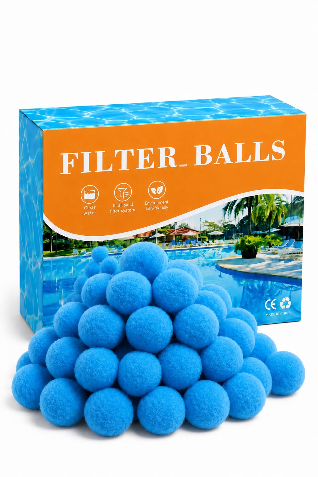 3 lbs Pool-Filterbälle für Sandfilter, wiederverwendbare Pool-Sand-Filterbälle, effiziente Pool-Faser-Filterbälle, blaue Filtermedienbälle für Pool (entspricht 55lbs Pool-Filter-Sand) (1400g, Blau)