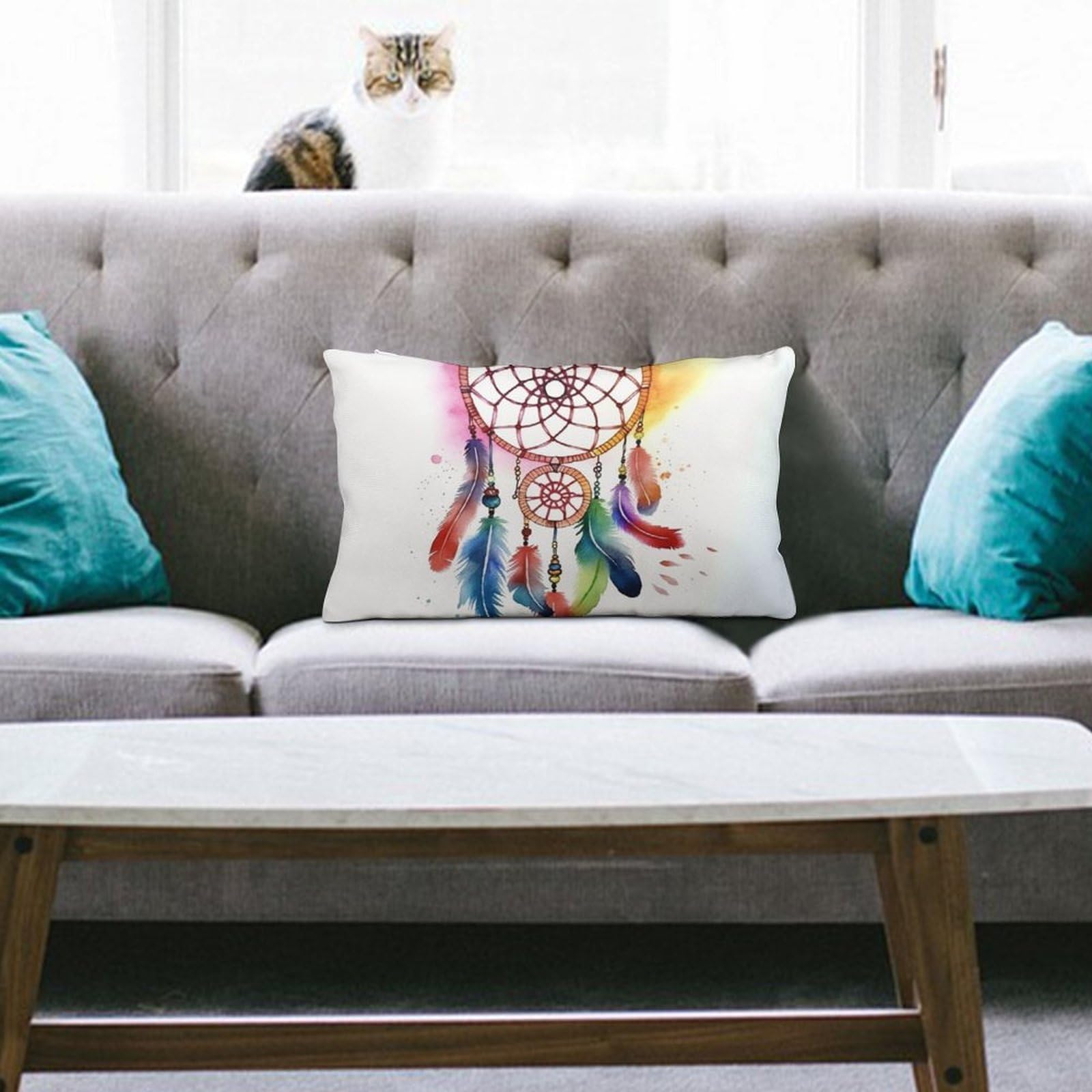 NTVOWPZO Decoration Throw Pillow Covers 8"x12" Pillowcases Covers Watercolor Dream Catcher Soft Pillowcases Modern Farmhouse Home Decor Sofa Cushions Covers for Couch Bed Living Room