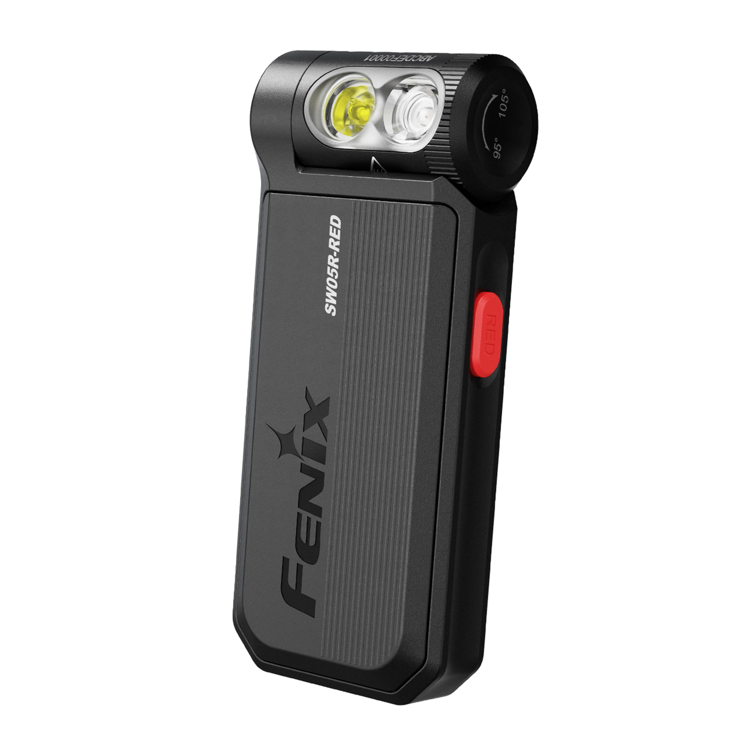fenix SW05R-Corpo rosso, nero | LED bianchi e rossi | Torcia ricaricabile per ispezione e sicurezza | 150 lumen | 39 m | 49 ore max | Luce bianca a 3 livelli | Luce rossa da 10 lumen | Testa rotante a
