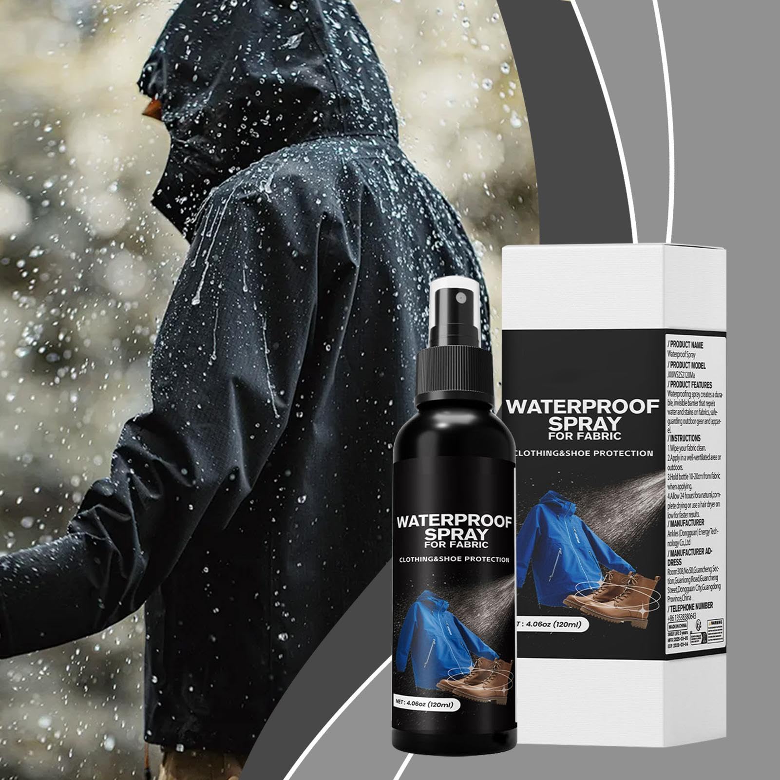 Spray Impermeabilizzante Per Tessuti 100 Ml – Protezione Duratura Per Abbigliamento, Zaini E Tende, Assorbimento Rapido