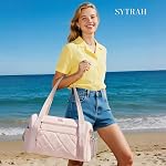 SYTRAH Gym Bag for Women, Duffle Sport Purse for Travel & Dance Pink | Lightweight Nylon: Wet Pocket, 11-Pocket Organizer with Adjustable Strap, Gym/Dance/Swim