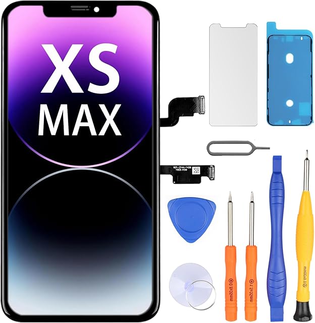 LL TRADER Screen Replacement for iPhone Xs MAX 6.5" LCD Retina FHD Display COF Touch Screen Digitiser with Repair Tool Kits, Waterproof Tape, Screen Protoctor
