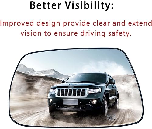 Miniatura 3 de Espejo calefactable para el lado izquierdo del conductor de repuesto para Jeep Grand Cherokee 2005 2006 2007 2008 2009 2010 espejo lateral para Jeep