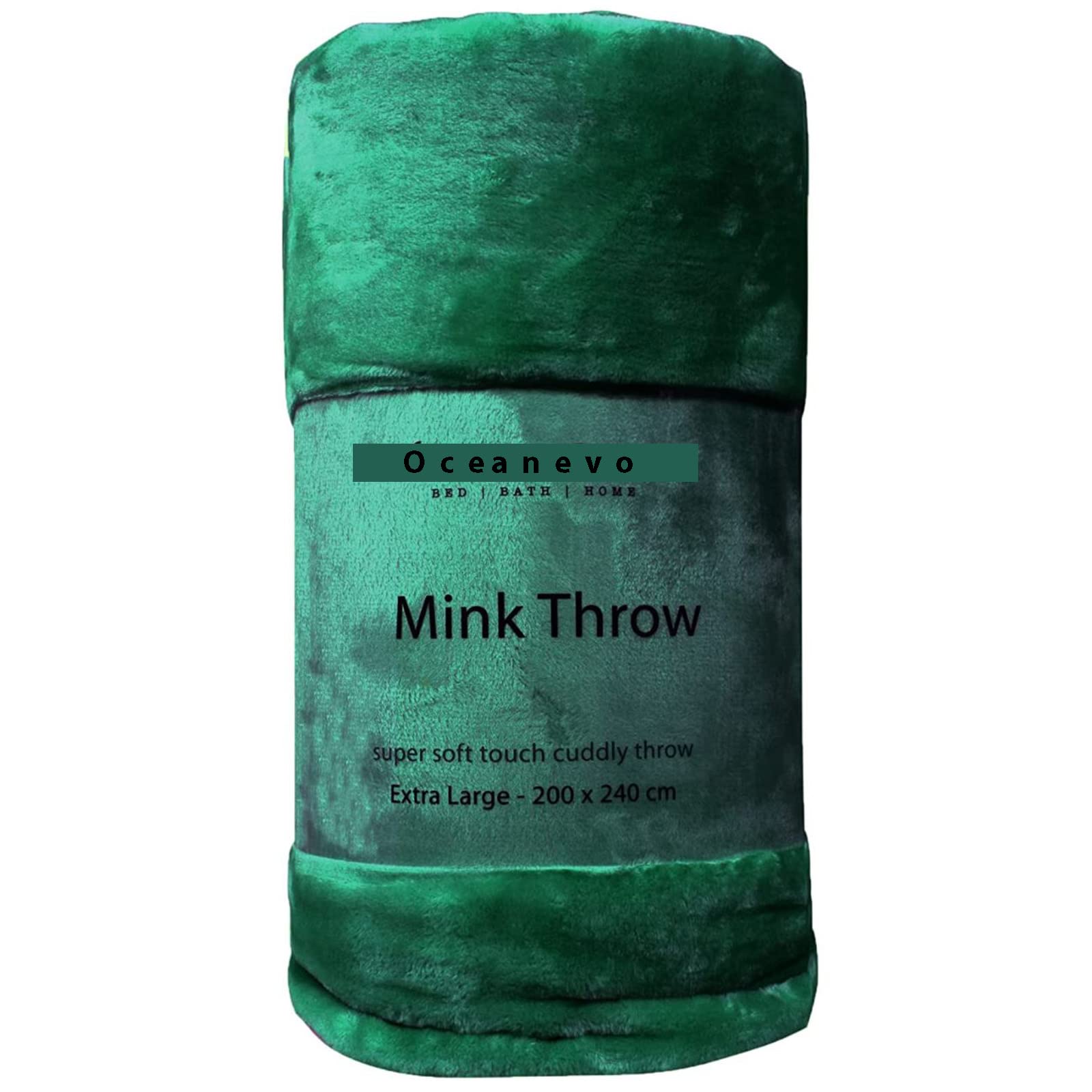 oceanevo® Mink Throws Faux Fur Super Soft Warm Roll Bed Fleece Blanket for sofa, Travel, Kids, Bedroom Throw Over (Emerald Green, Double (150 x 200 cm))