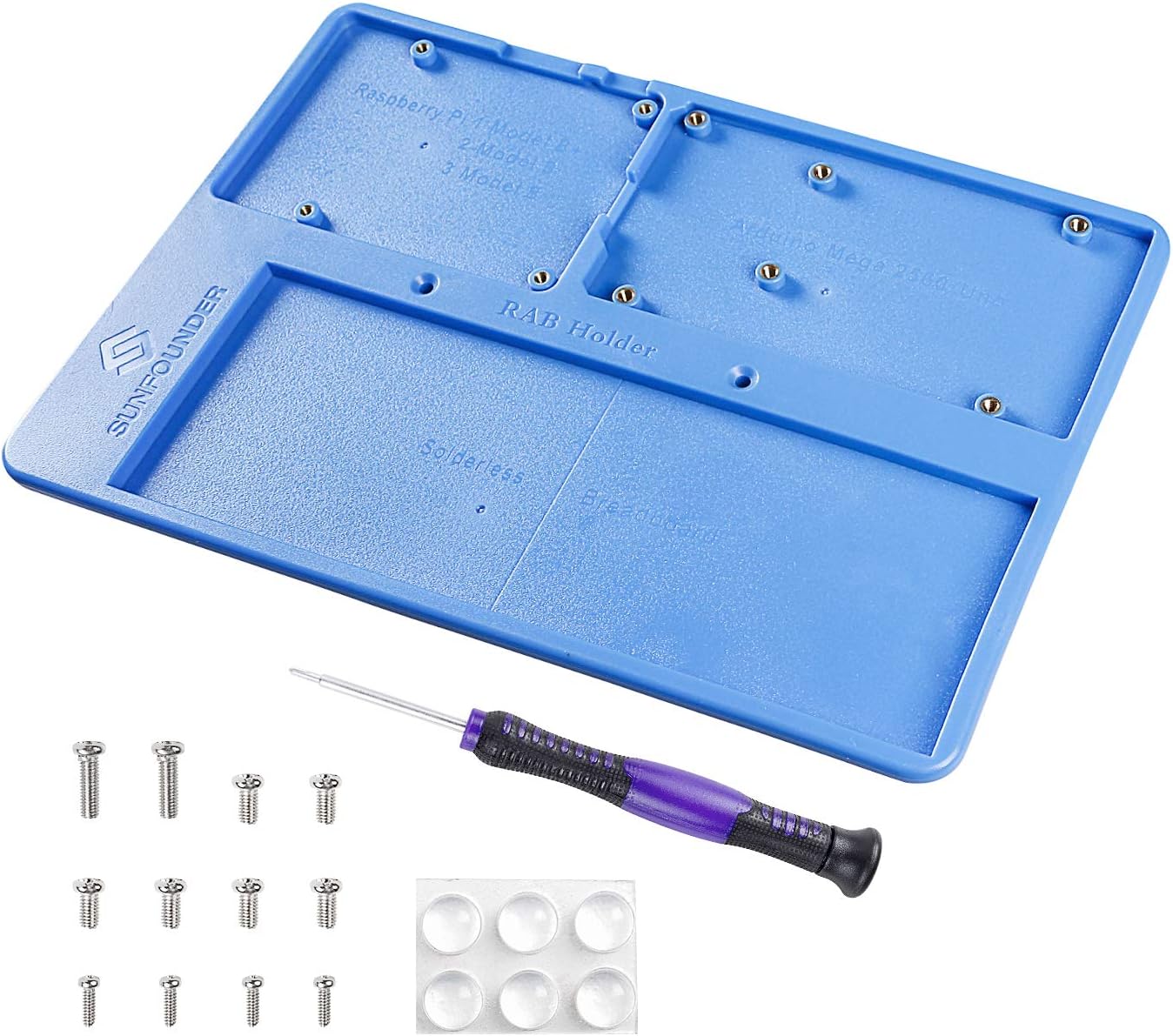 RAB Holder Raspberry Pi R3 Breadboard Holder 5 in 1 Base Plate Compatible with Arduino R3 Mega, Raspberry Pi 4B 3B+ 3B 2 Model B 1 Model B and 400 800 Points Breadboard