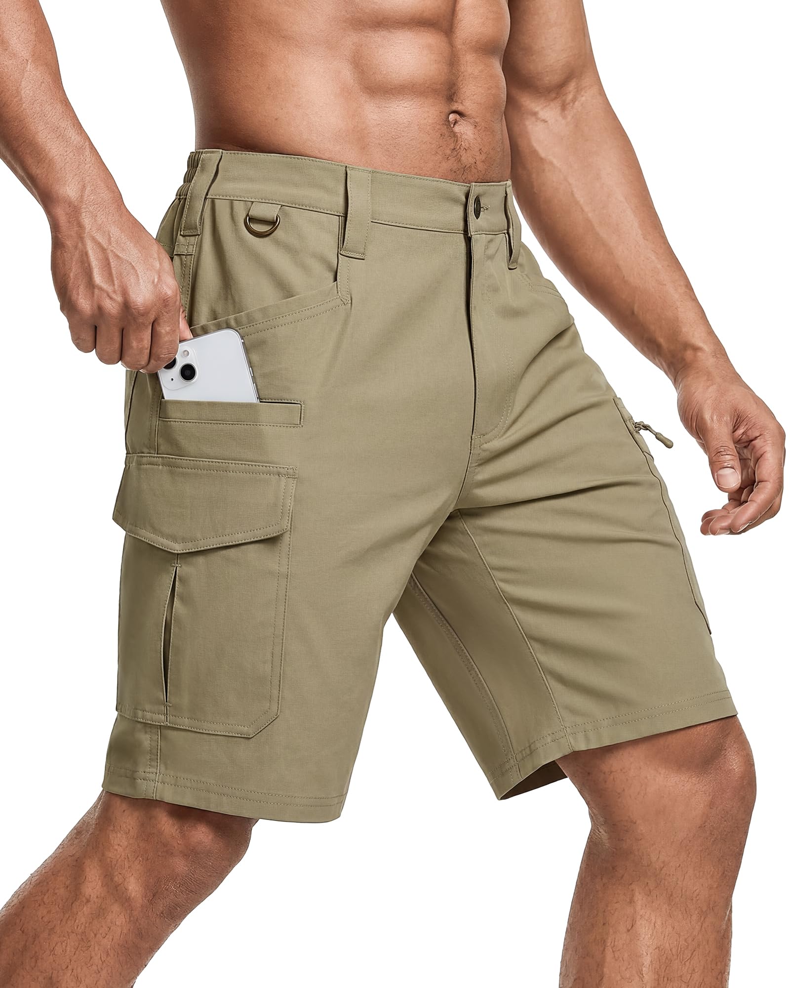 IGOLUMON Arbeitshosen Kurz Herren Arbeitsshorts Männer Elastische Taille Kurze Cargohose Herren Bequeme Sommer Kurze Hosen mit Multifunktionstaschen