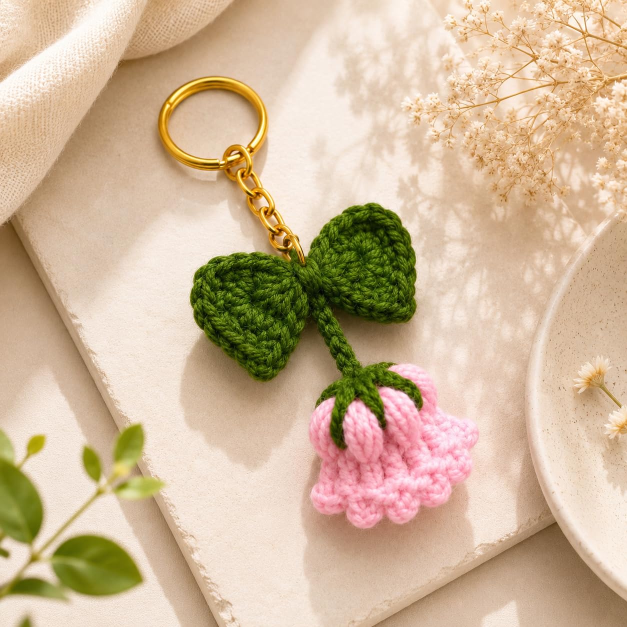 Handmade Crochet Keychain, Cute Knitted Yarn Key Ring for Women & Girls, Handmade Bag Charm, Purse Accessory, Backpack Decoration, Car Keychain Gift-image-10
