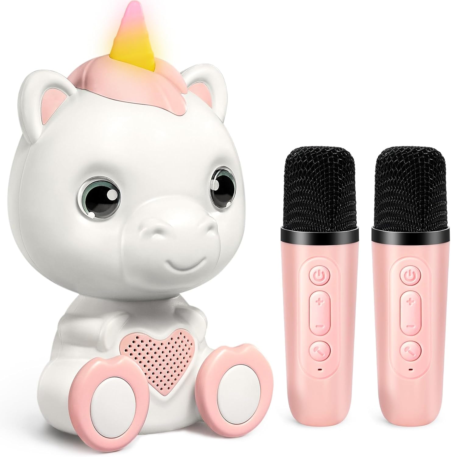 Mini Karaoke Machine for Kids - Unicorn Portable Bluetooth Speakers with 2 Wireless Mic and LED Light, Toddler Karaoke Machine for Girls 3-5 6 8-12 Year Old, Unicorn Birthday Gifts Toys Pink Unicorn with 2 MIC